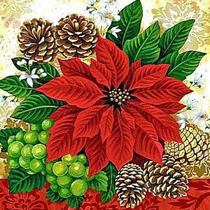 Christmas Poinsettia 30*30CM(Canvas) Full Square Drill Diamond Painting