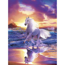 Load image into Gallery viewer, White Horse Riding The Waves 40*50CM(Canvas) Full Round Drill Diamond Painting
