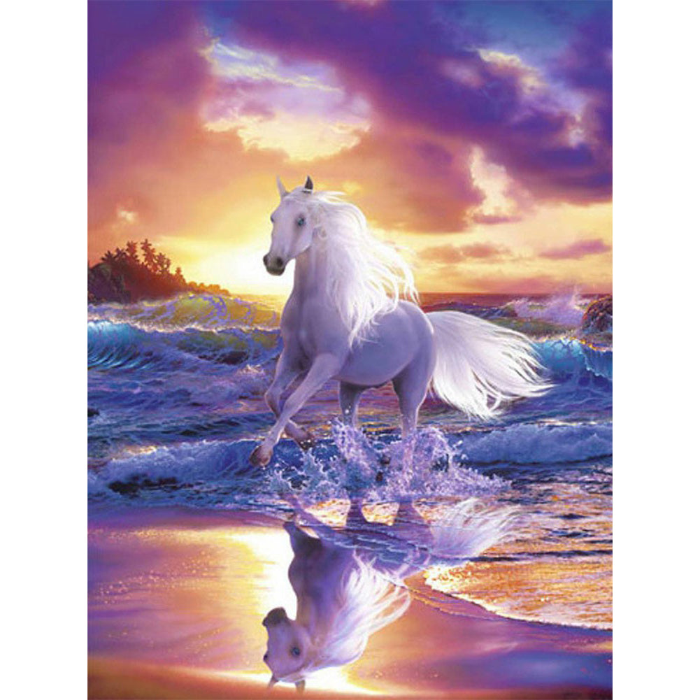 White Horse Riding The Waves 40*50CM(Canvas) Full Round Drill Diamond Painting
