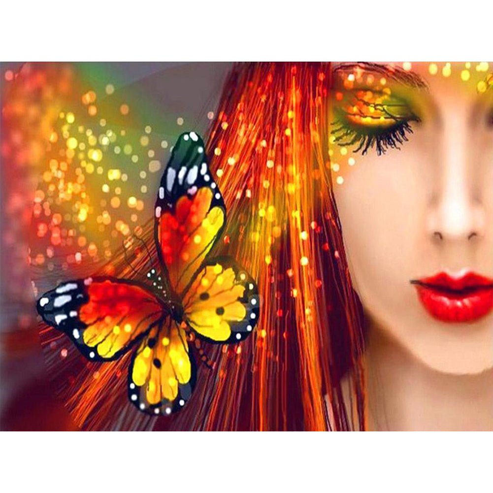 Butterfly Girl 40*30CM(Picture) Full Square Drill Diamond Painting