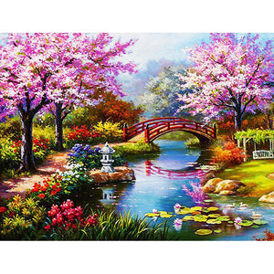 Yishu - Bridge Over The River - 60*45CM 11CT 3 Stamped Cross Stitch