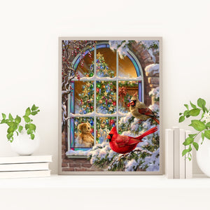 Yishu - Christmas Cardinal - 40*53CM 11CT 3 Stamped Cross Stitch