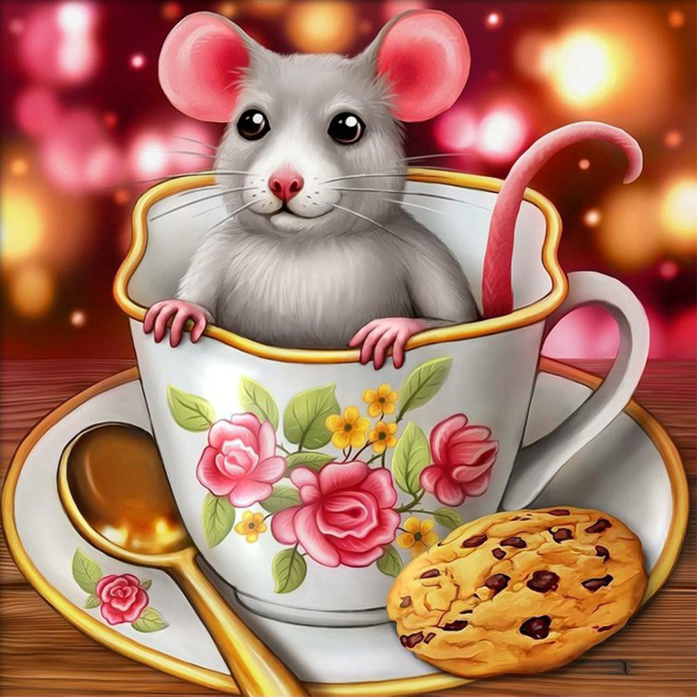 Mouse In A Cup 50*50CM(Canvas) Full Round Drill Diamond Painting