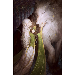 Yishu - Long-Haired Girl And White Fox - 50*83CM 11CT 3 Stamped Cross Stitch