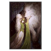 Load image into Gallery viewer, Yishu - Long-Haired Girl And White Fox - 50*83CM 11CT 3 Stamped Cross Stitch
