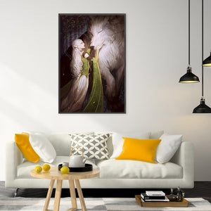 Yishu - Long-Haired Girl And White Fox - 50*83CM 11CT 3 Stamped Cross Stitch