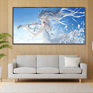 Yishu - Violin Girl - 80*40CM 11CT 3 Stamped Cross Stitch