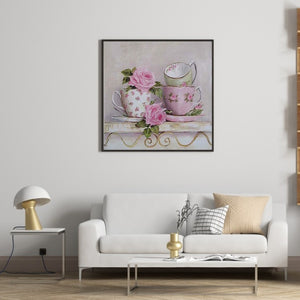 Afternoon Tea Cup 40*40CM(Canvas) Full Round Drill Diamond Painting