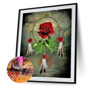 Red Rose Dreamcatcher 40*50CM(Canvas) Full Round Drill Diamond Painting