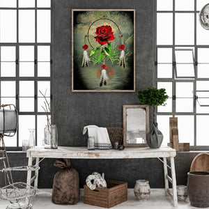 Red Rose Dreamcatcher 40*50CM(Canvas) Full Round Drill Diamond Painting