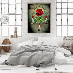 Red Rose Dreamcatcher 40*50CM(Canvas) Full Round Drill Diamond Painting