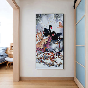 Joy Sunday - Black Swan In Winter - 36*63CM 14CT 2 Stamped Cross Stitch