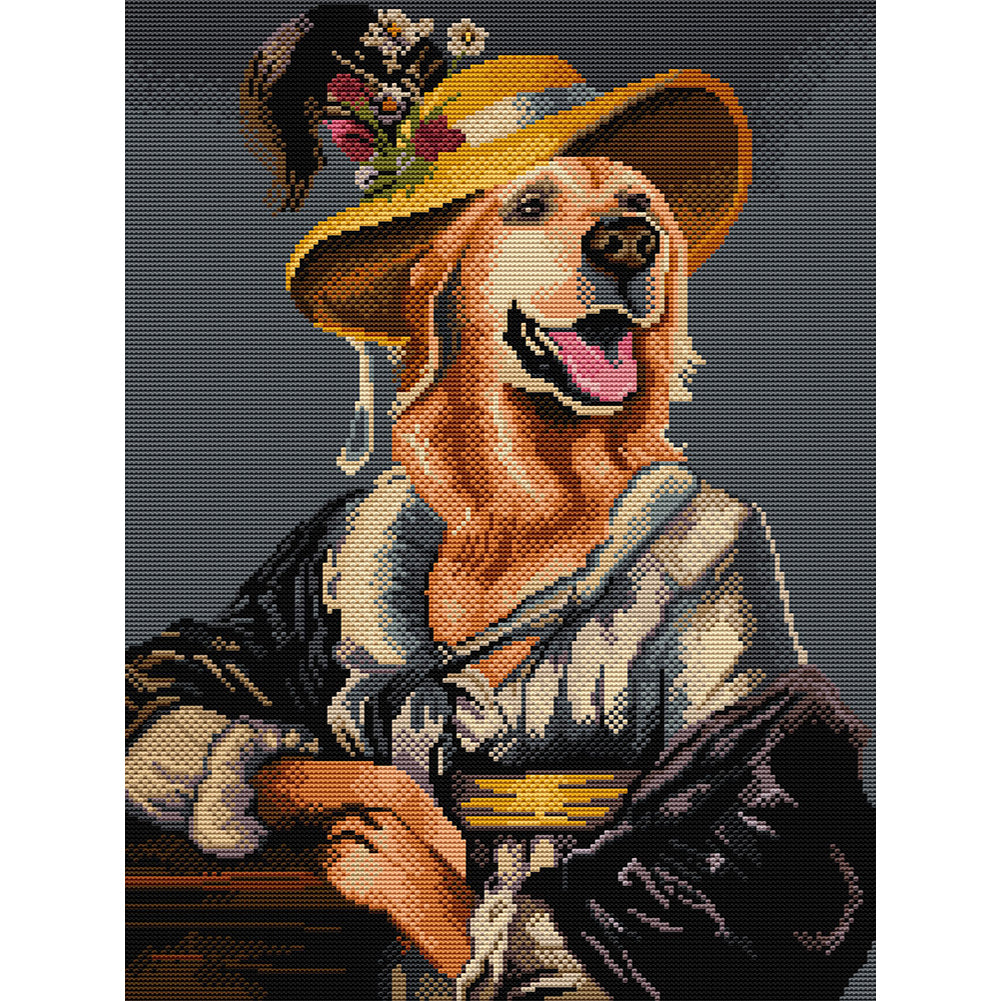 Joy Sunday - Golden Retriever - 37*47CM 14CT 2 Counted Cross Stitch