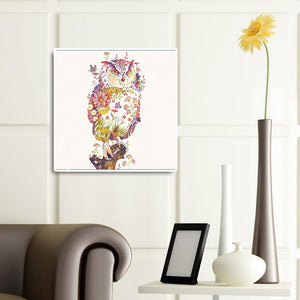 Flower Owl 50*50CM(Canvas) Full Round Drill Diamond Painting