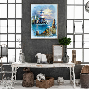 Lighthouse On The Sea 50*60CM(Canvas) Full Round Drill Diamond Painting