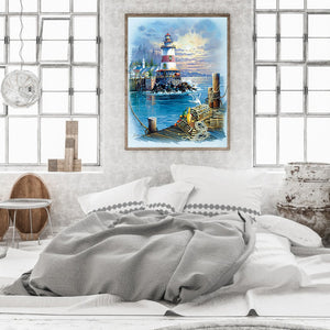 Lighthouse On The Sea 50*60CM(Canvas) Full Round Drill Diamond Painting