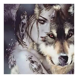 Beauty And The Wolf 40*40CM(Canvas) Full Square Drill Diamond Painting
