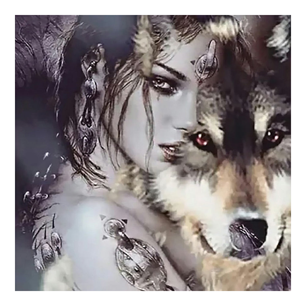 Beauty And The Wolf 40*40CM(Canvas) Full Square Drill Diamond Painting