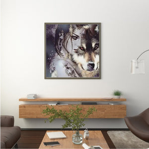 Beauty And The Wolf 40*40CM(Canvas) Full Square Drill Diamond Painting