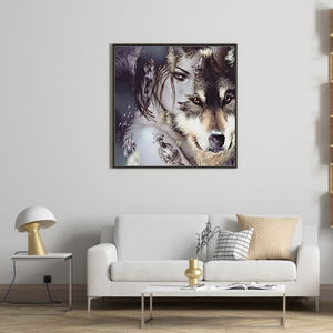 Beauty And The Wolf 40*40CM(Canvas) Full Square Drill Diamond Painting
