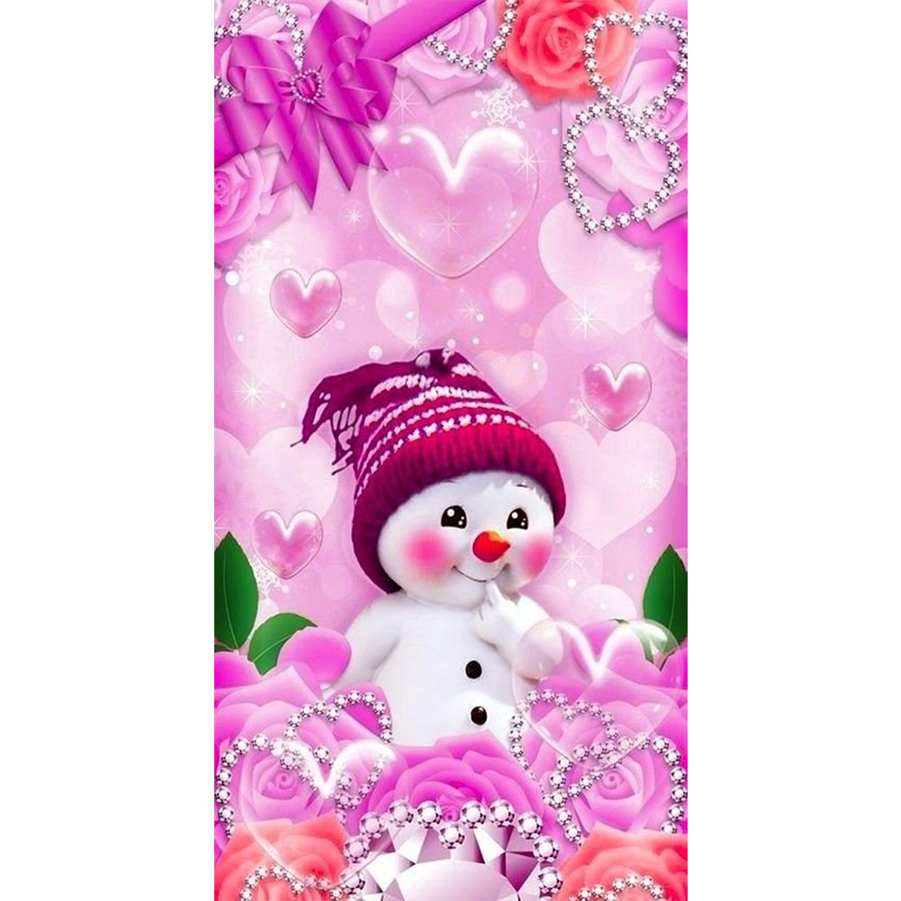 Pink Snowman 40*70CM(Canvas) Full Round Drill Diamond Painting