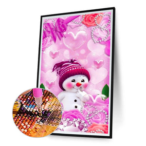 Pink Snowman 40*70CM(Canvas) Full Round Drill Diamond Painting