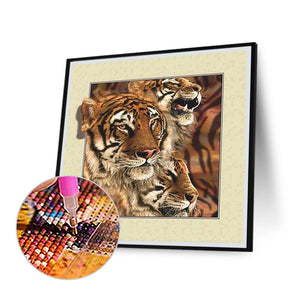 3D Tiger Outside The Frame 30*30CM(Canvas) Full Round Drill Diamond Painting