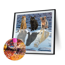 Load image into Gallery viewer, Cat&#39;S Reflection In The Water 40*40CM(Canvas) Full Round Drill Diamond Painting
