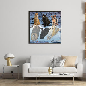 Cat'S Reflection In The Water 40*40CM(Canvas) Full Round Drill Diamond Painting