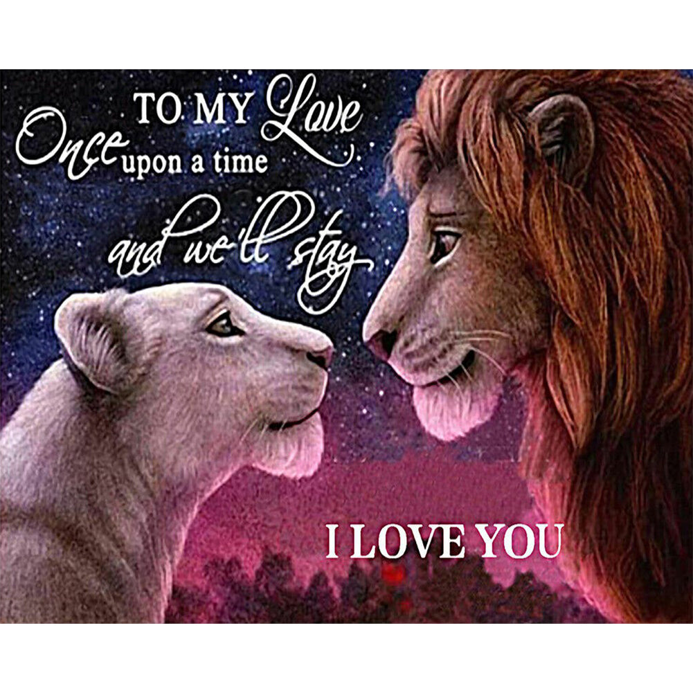 The Lion King And Queen 50*40CM(Canvas) Full Round Drill Diamond Painting