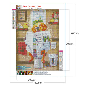 Golden Retriever Sitting On The Toilet 30*40CM(Canvas) Full Square Drill Diamond Painting