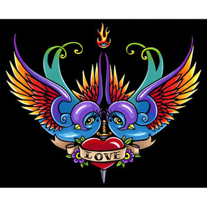 Flying Birds And Hearts 40*30CM(Canvas) Full Round Drill Diamond Painting