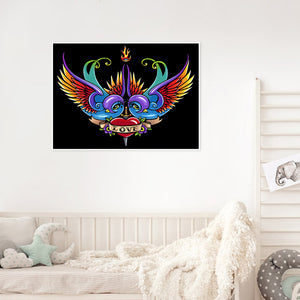 Flying Birds And Hearts 40*30CM(Canvas) Full Round Drill Diamond Painting