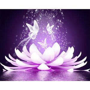 Purple Lotus 50*40CM(Canvas) Full Round Drill Diamond Painting
