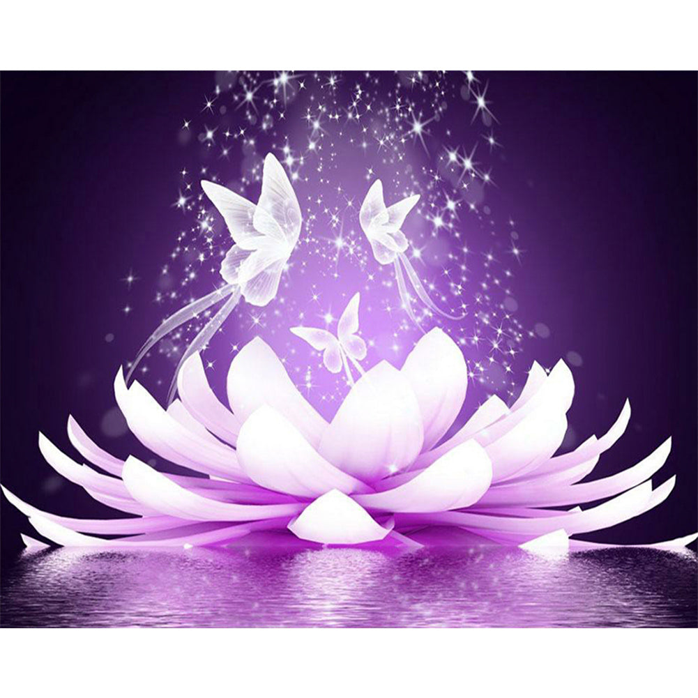 Purple Lotus 50*40CM(Canvas) Full Round Drill Diamond Painting