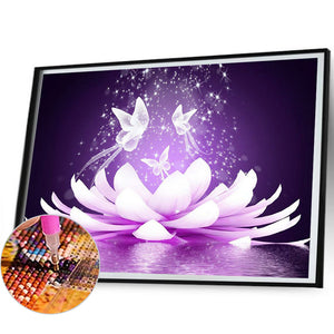 Purple Lotus 50*40CM(Canvas) Full Round Drill Diamond Painting
