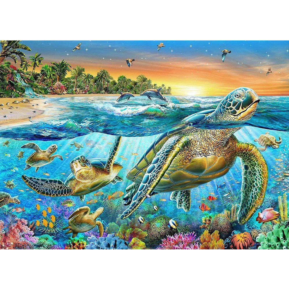 Undersea Turtle 60*50CM(Canvas) Full Square Drill Diamond Painting