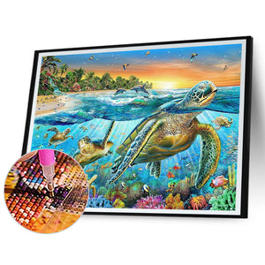 Undersea Turtle 60*50CM(Canvas) Full Square Drill Diamond Painting