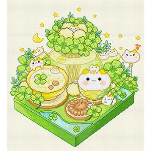 Spring Brand - Lucky Cat - 50*55CM 11CT 3 Stamped Cross Stitch