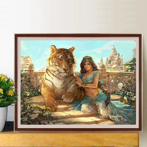 Princess Jasmine In The Hanging Garden 60*45CM(Canvas) Full Round Drill Diamond Painting
