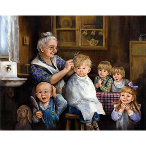Yishu - Grandma And Child - 60*47CM 11CT 3 Stamped Cross Stitch