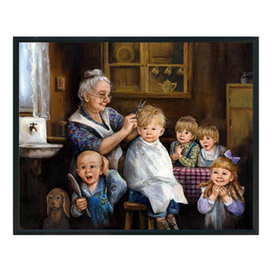 Yishu - Grandma And Child - 60*47CM 11CT 3 Stamped Cross Stitch