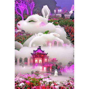 Rabbit Garden 30*50CM(Canvas) Full Round Drill Diamond Painting