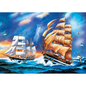 Sailboat At Sea 40*30CM(Canvas) Full Round Drill Diamond Painting