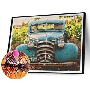 Antique Car 40*30CM(Canvas) Full Round Drill Diamond Painting