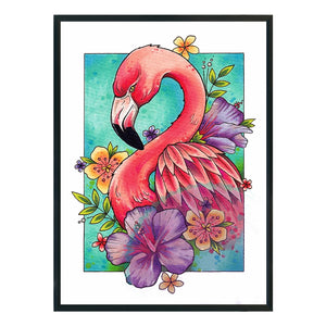 Yishu - Flowers And Flamingos - 40*56CM 11CT 3 Stamped Cross Stitch