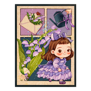 Yishu - Little Girl With Ancient Bellflower - 40*56CM 11CT 3 Stamped Cross Stitch