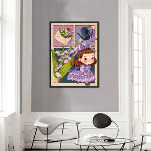 Yishu - Little Girl With Ancient Bellflower - 40*56CM 11CT 3 Stamped Cross Stitch