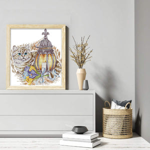 Joy Sunday - The Cat And The Lamp - 41*44CM 14CT 2 Stamped Cross Stitch