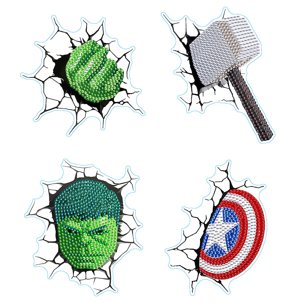 4 PCS Marvel Cartoon Paster DIY Diamond Mosaic Sticker for Child Gift (154)